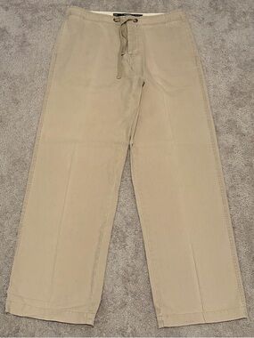 Express Dept 25 Men’s Tan Drawstring Button Fly Pants Size Small Measured 34x32